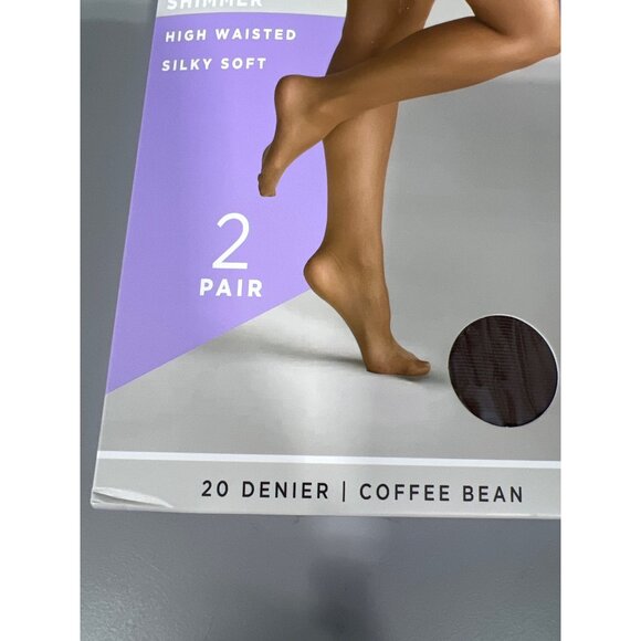 Silk Impressions Sheer Shimmer Pantyhose Size Medium 2 Pair Coffee Bean NEW - Picture 3 of 7